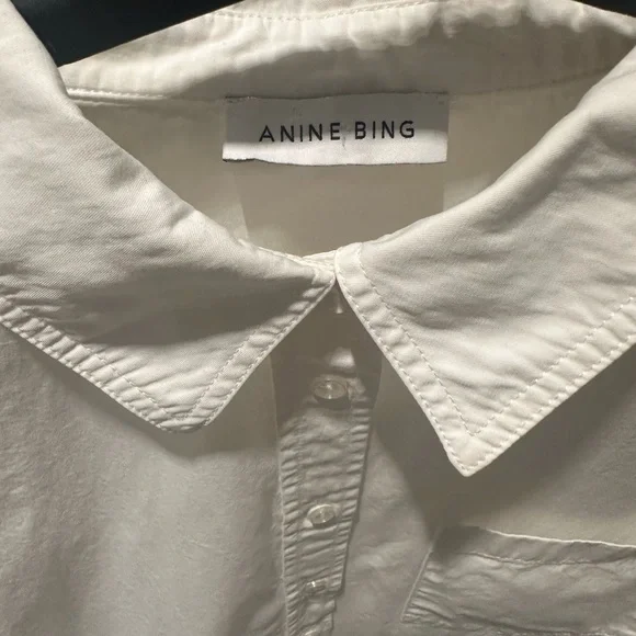 Anine Bing Mika White Cotton Button-Up Shirt XS EUC - Picture 10 of 11